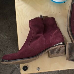 MTNG Burgundy Suede Ankle Boots
